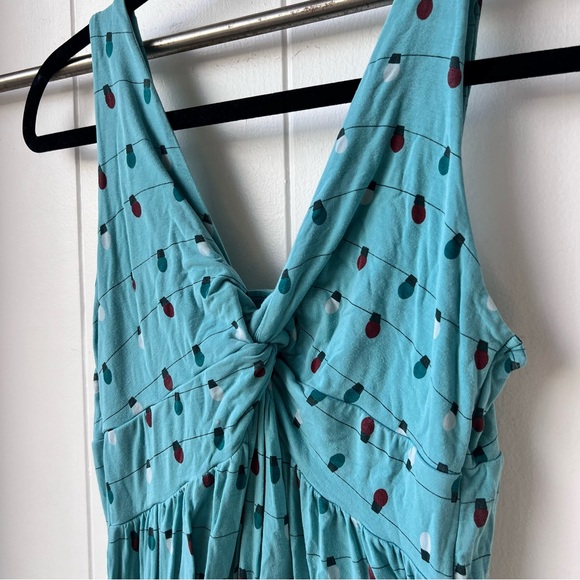 Kickee Pants Simple Twist Pajamas Dress Night Gown Blue Glacier Holiday Lights M - Picture 3 of 7